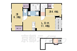 城陽市寺田中大小アパート 2LDKの間取図画像