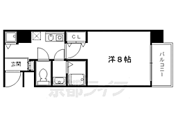 アスヴェル京都二条烏丸 1Kの間取図画像