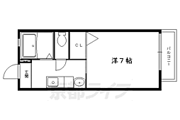 ラフィネ北白川 1Kの間取図画像