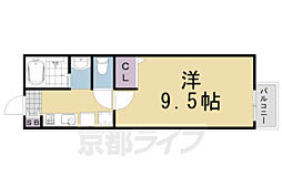 サンライト上桂 1Kの間取図画像