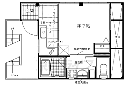 ミモザ 1Kの間取図画像