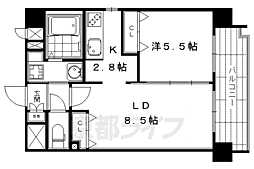 サンクチュアリ二条城2 1LDKの間取図画像