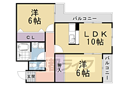 メゾン・プルミエール桂 2LDKの間取図画像
