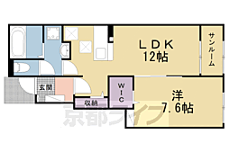 カームブリーズ木津川 1LDKの間取図画像