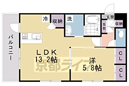 J'fort嵯峨天龍寺 1LDKの間取図画像
