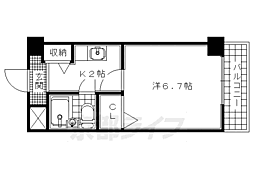 ヴィラ田辺2号館 1Kの間取図画像