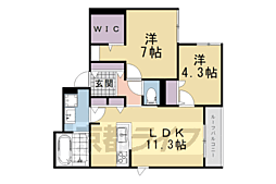 (仮称)ベルリードMillesime 寺町 2LDKの間取図画像