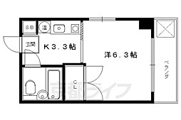 ハイム北白川 1Kの間取図画像