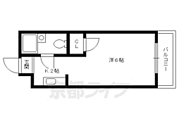 シャトー若草 1Kの間取図画像
