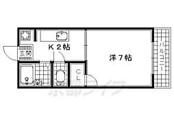 水山ハイツB棟 1Kの間取図画像