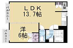 友禅ハイツ 1LDKの間取図画像