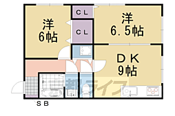 リバティ1 2DKの間取図画像