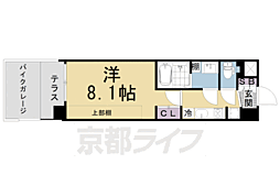 ソルテラス京都洛南 1Kの間取図画像