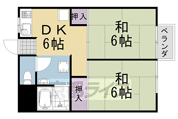 清水セカンドハイツ 203｜京都府京都市西京区桂上野北町(賃貸アパート2DK・2階・39.24㎡)の写真 その2