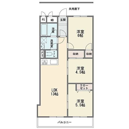 最上階の南西向き ワイドバルコニー 全室フローリング 3LDK 新規フルリフォーム済み 川崎市公社の旧分譲 総戸数24戸