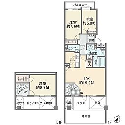 港北ファミールガーデンＤ棟 3LDKの間取り