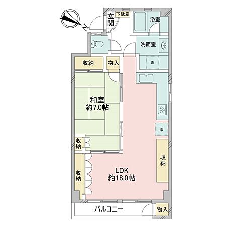 最上階の角部屋です ワイドバルコニー LDK18帖 和室7帖 広めの1LDK L字型キッチン リフォーム履歴有り 総戸数33戸