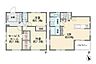 間取り：令和4年5月築の2階建て　カウンターキッチン　ＬＤＫ18帖　南向きのバルコニー　リビングイン階段　ウォークインクロゼット2箇所　北東公道6Ｍ　都市ガスエコジョーズ　外壁パワーボード
