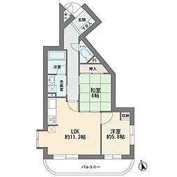 ニューウェルテラス第3日吉 2LDKの間取図画像
