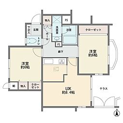 ライフヒルズナカヤマ 2LDKの間取図画像