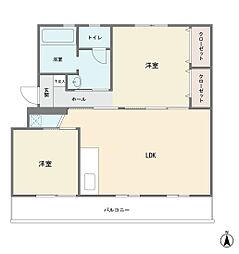 白幡台住宅4号棟 2LDKの間取図画像