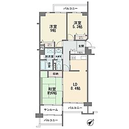 新ゆりグリーンタウンアカシア街区5号棟 3LDKの間取図画像