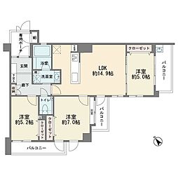 ビッグヴァン宮前平 3LDKの間取図画像