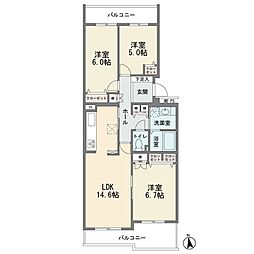 サンビームヒルズ西菅5号棟 3LDKの間取図画像
