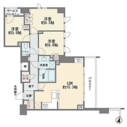 シティハウス仙川ステーションコート 3LDKの間取図画像