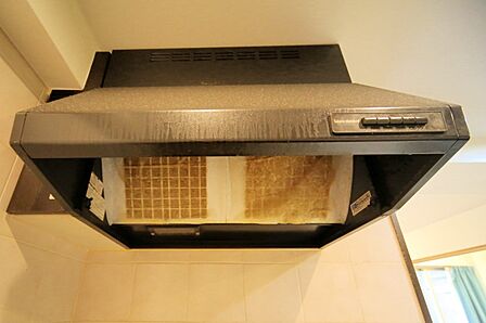 キッチンには、上部吸込型の換気扇が設置されています。