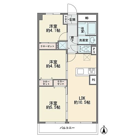 3階部分の南向き ワイドバルコニー カウンターキッチン 3LDK 全室フローリング ペット飼育2匹可能 新規フルリフォーム済み 総戸数52戸