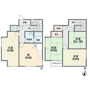 間取り:2階建ての4DK 新規内外装リフォーム 床下収納 カースペース有り 住宅ローン控除対象 間取り:2階建ての4DK 新規内外装リフォーム 床下収納 カースペース有り 住宅ローン控除対象