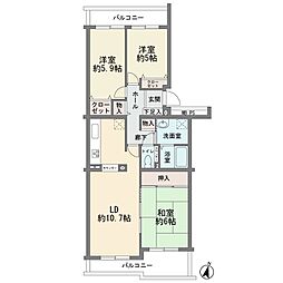 サンビームヒルズ西菅5号棟 3LDKの間取図画像