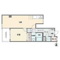 川崎河原町分譲共同ビル13号棟東棟 1LDKの間取図画像