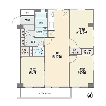 4階部分の東南北、三方角部屋です ワイドバルコニー 全室フローリング 3LDK エアコン付き 新規フルリフォーム済み エレベータ有り 総戸数58戸 東急コミュニティーへの委託管理
