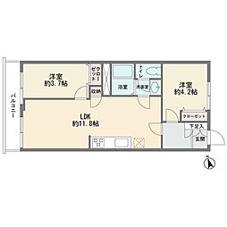 蒲田ローヤルコーポ 2LDKの間取図画像