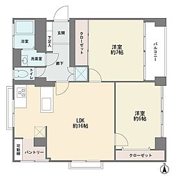 第一佐々木マンション 2LDKの間取図画像