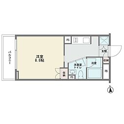 レックス武蔵中原 1Kの間取図画像