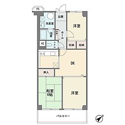 サニーハイツ梶が谷 3DKの間取図画像