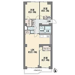 日吉第2ハイムB棟 3LDKの間取図画像