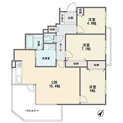 ユニテ溝の口壱番館 3LDKの間取図画像