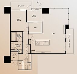 リヴァリエA棟 2LDKの間取図画像
