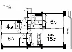入間ビレジ8号棟 3LDKの間取図画像