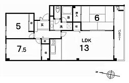 入間ビレジ11号棟 3LDKの間取図画像