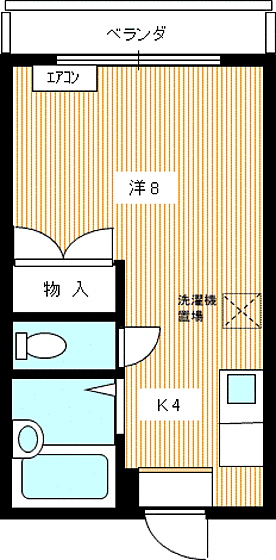 コーポレーション原II 204｜山口県下関市幡生宮の下町(賃貸アパート1K・2階・24.50㎡)の写真 その2