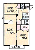 シャーメゾン　ジョイナスA棟 104 ｜ 山口県下関市大坪本町（賃貸アパート2LDK・1階・52.92㎡） その2