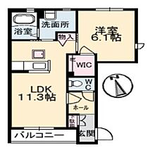 シャーメゾン ウィステリアA棟 103 ｜ 山口県下関市山の田西町（賃貸アパート1LDK・1階・44.55㎡） その2