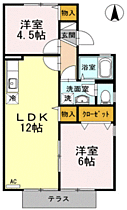 セジュール新垢田 103 ｜ 山口県下関市新垢田東町1丁目（賃貸アパート2LDK・1階・50.48㎡） その2