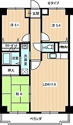 アプローズ熊野2 3LDKの間取図画像
