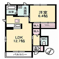 ヴェールメゾン柚 1階1LDKの間取り
